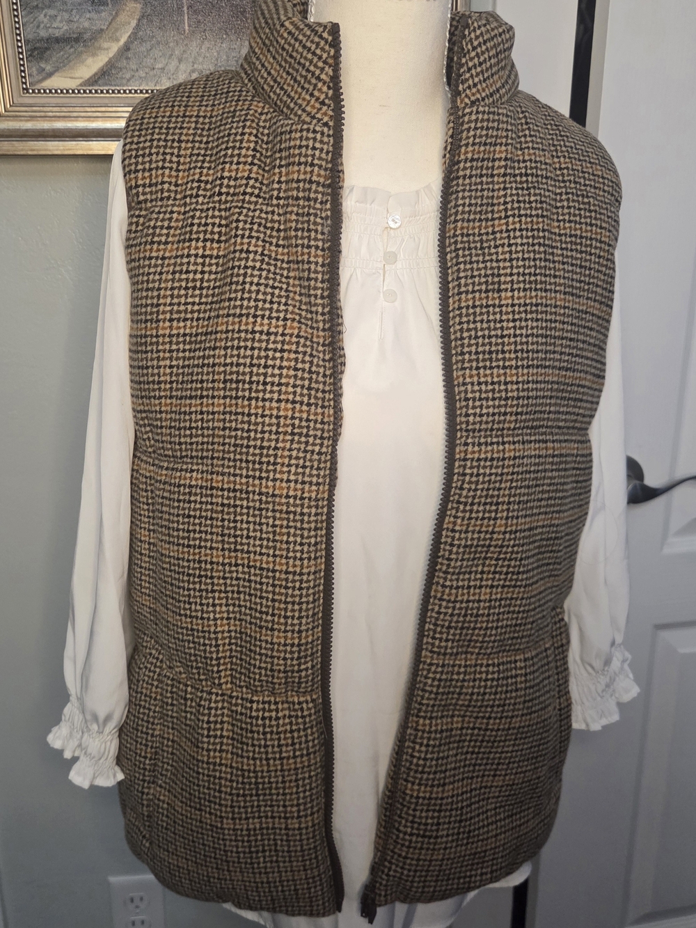 Women's Maurice Brown Houndstooth Quilted Vest